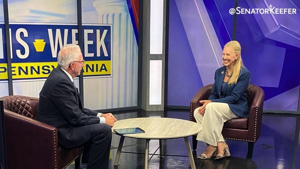 Sen. Dawn Keefer discussing school property taxes with Dennis Owens on abc27’s This Week in Pennsylvania.
