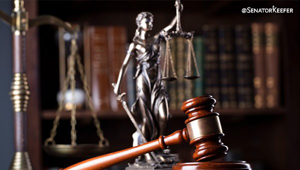 scales of justice and a gavel.