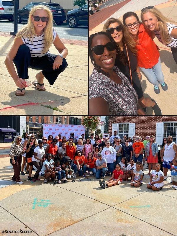 First picture of Senator Dawn Keefer at YWCA York Red Sand Project. Second picture of Senator Dawn Keefer with York city Mayor Sandie Walker, Rep. Wendy Fink and a representative from Central York School District. Third picture is a group photo of everyone who attended YWCA York Red Sand Project.